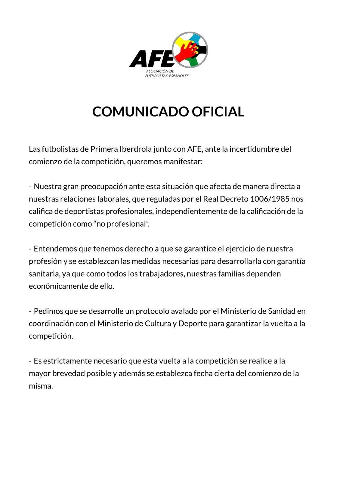 Comunicado AFE